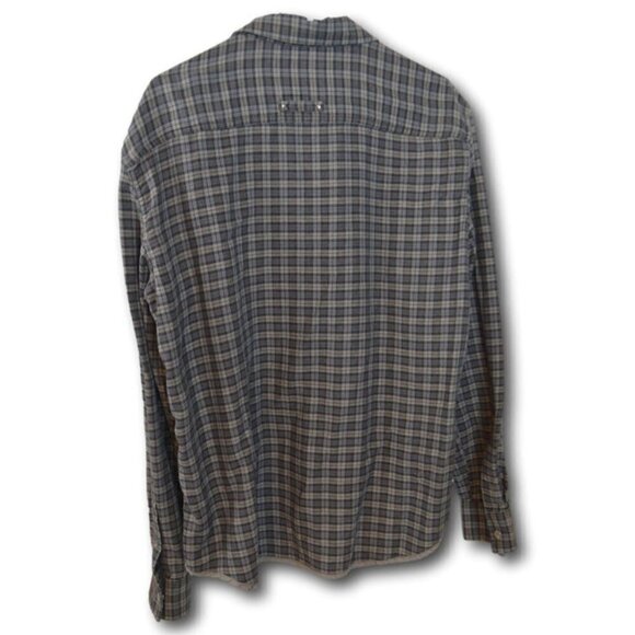 Mens Armani Exchange A/X Grey Plaid Shirt w Silver Stud Accents Size: L - Picture 2 of 3